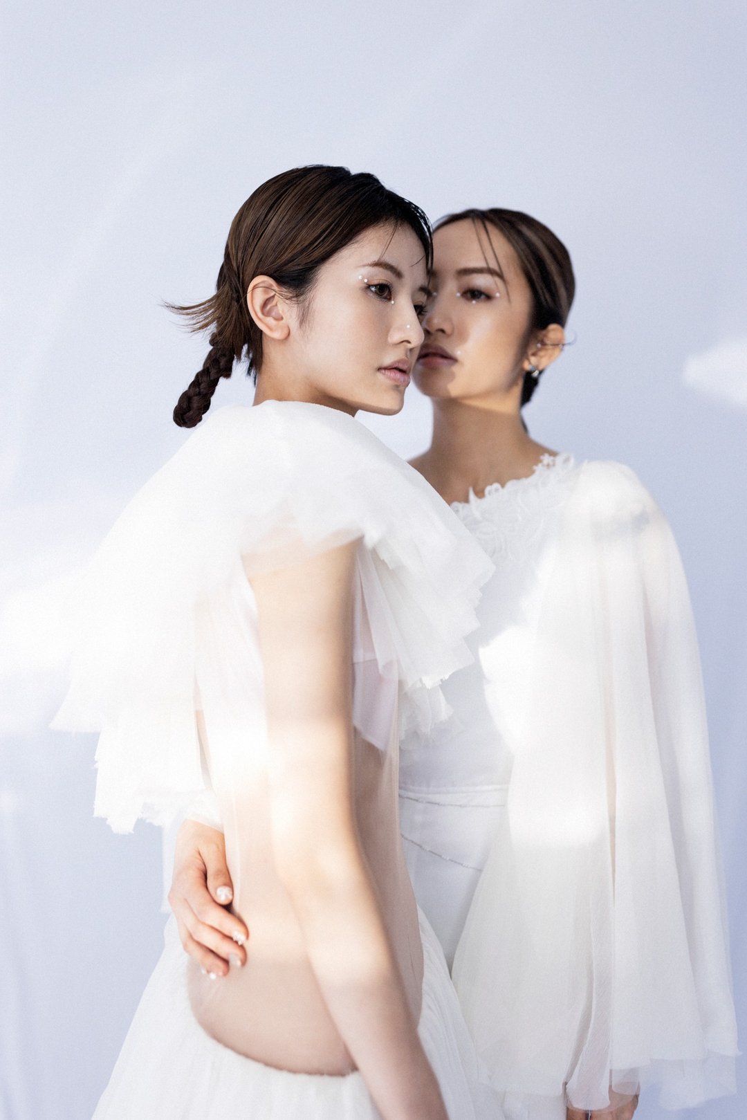 天使白真丝斜肩透视连身礼服 - 晚装/礼服 - 丝．绢 白色