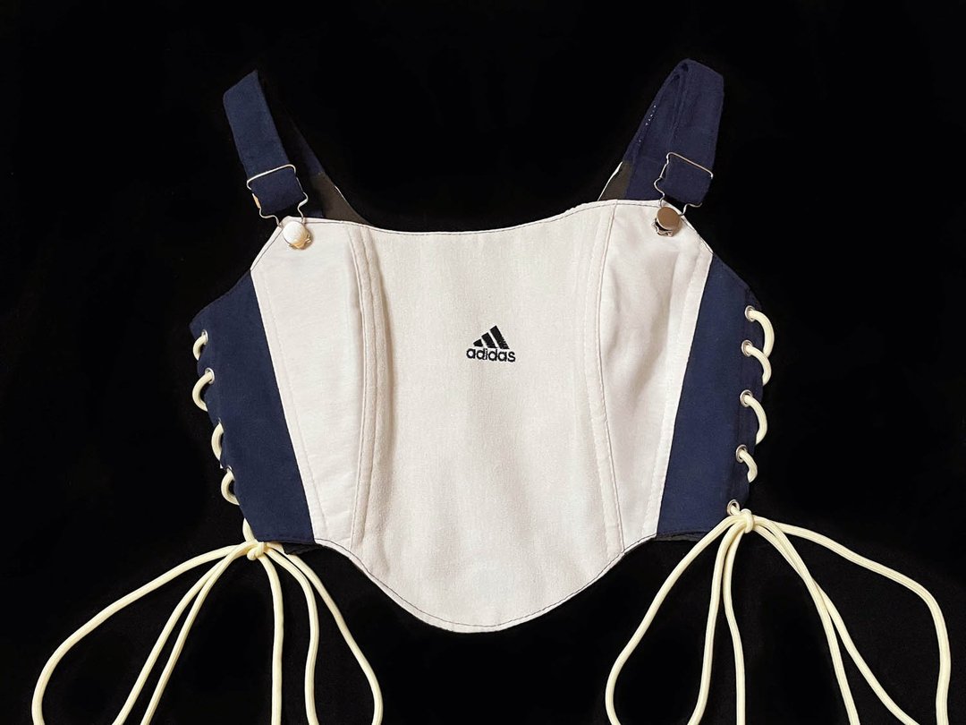 REGETHER 古着改制 adidas 吊带式侧绑带马甲-Corset-06 - 女装背心 - 棉 白色