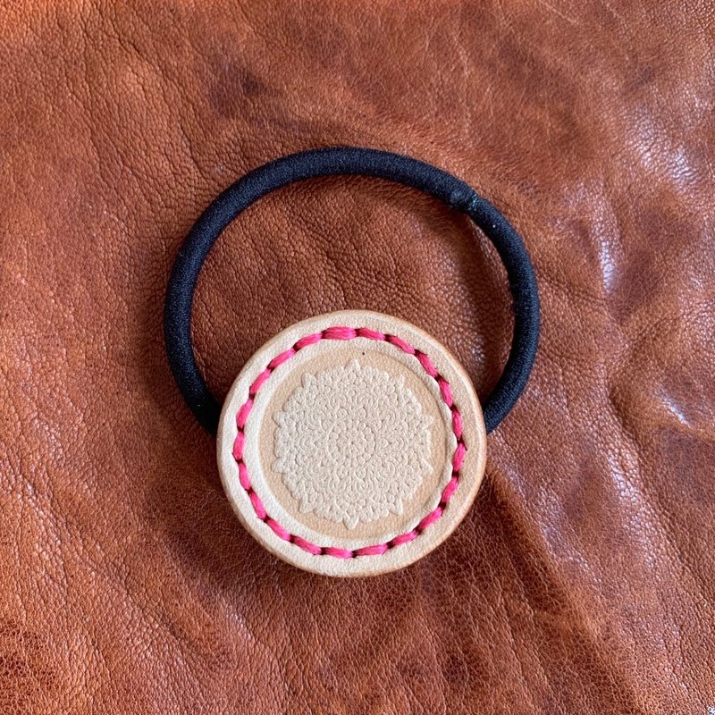 -曼陀罗- 皮革发束 蔷薇粉 - 发饰 - 真皮 粉红色