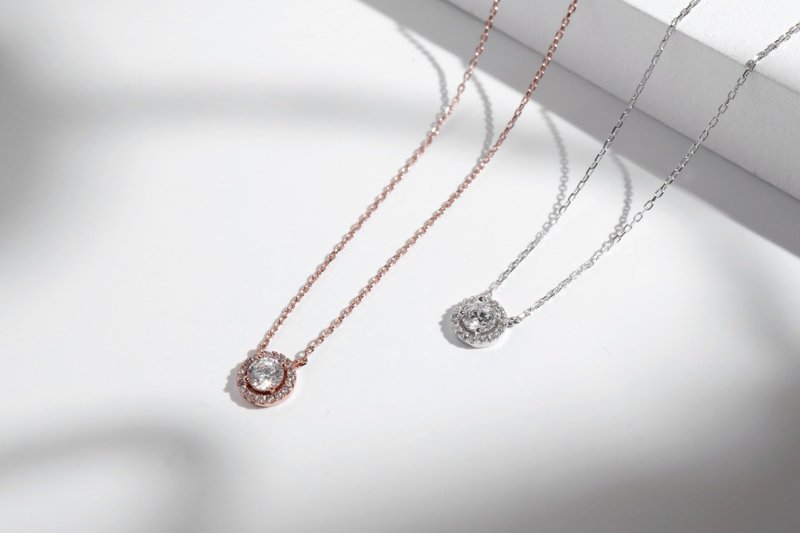 钟爱。圆钻纯银项链 - 项链 - 纯银 银色