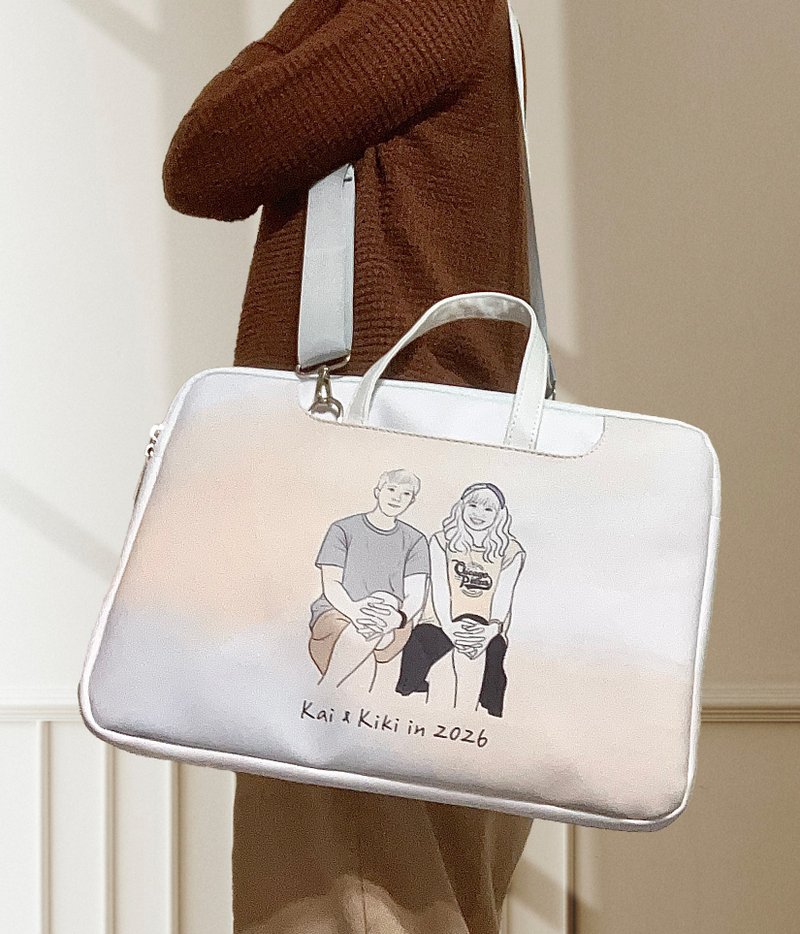 【定制化 14 寸电脑包】附赠胸章 - 毕业礼物、开学、职场新鲜人 - 电脑包 - 人造皮革 白色