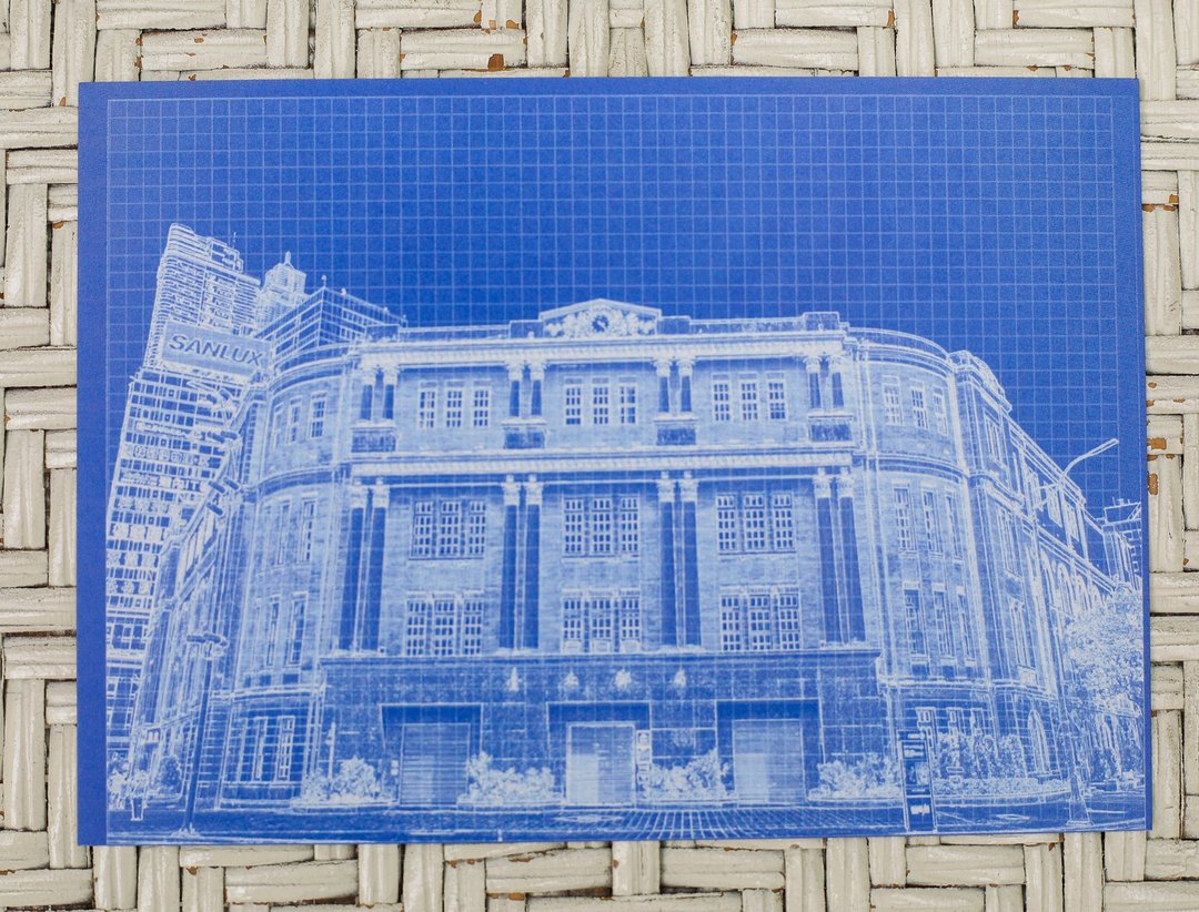 蓝晒台湾建筑系列 - 北门邮局 - 卡片/明信片 - 纸 