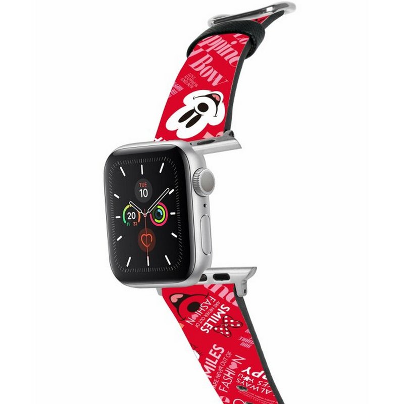迪士尼100周年米奇老鼠十字压纹牛皮Apple Watch真皮皮革表带5542 - 表带 - 真皮 