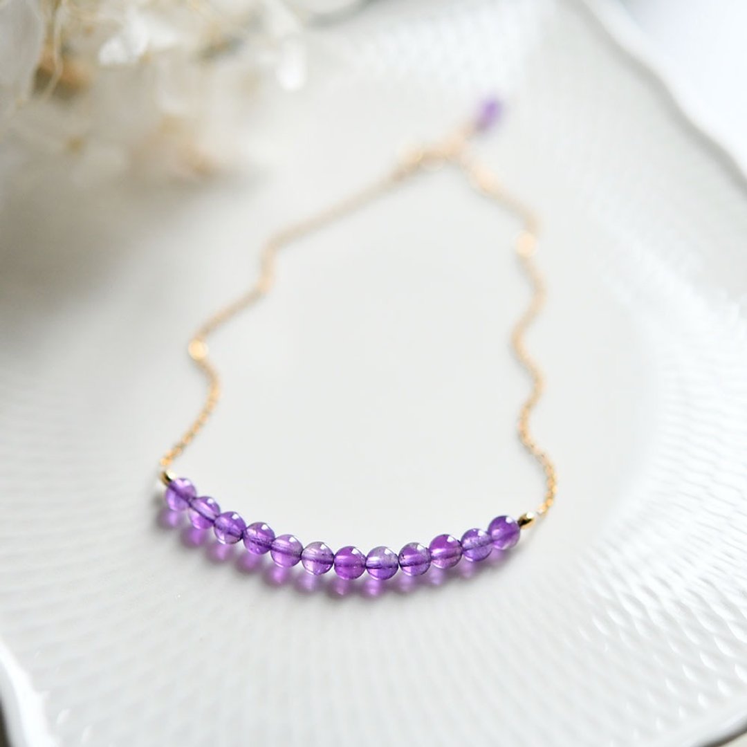 Amethyst's Stone February Birthstone - 脚链/脚环 - 宝石 紫色