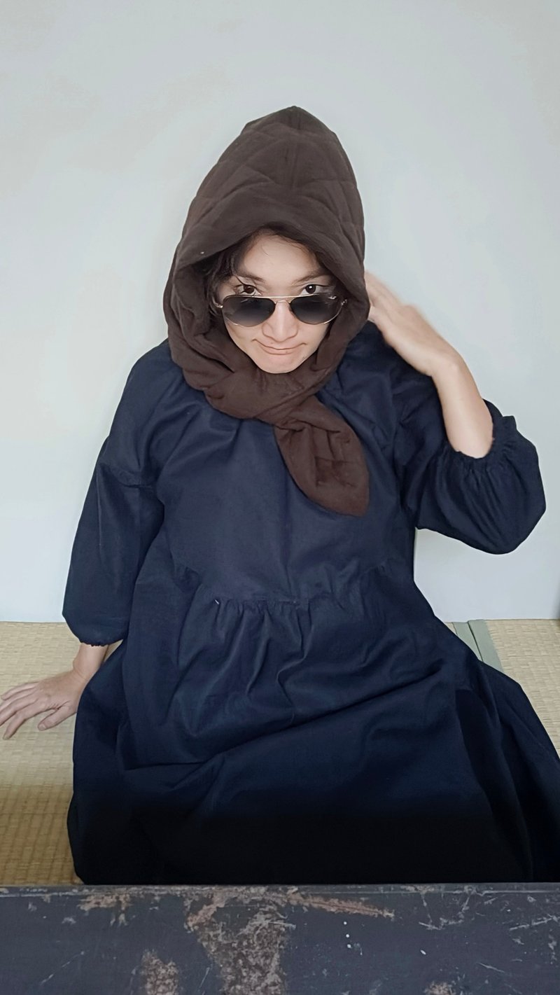 双层铺棉极暖连帽领巾 - 其他 - 其他人造纤维 咖啡色