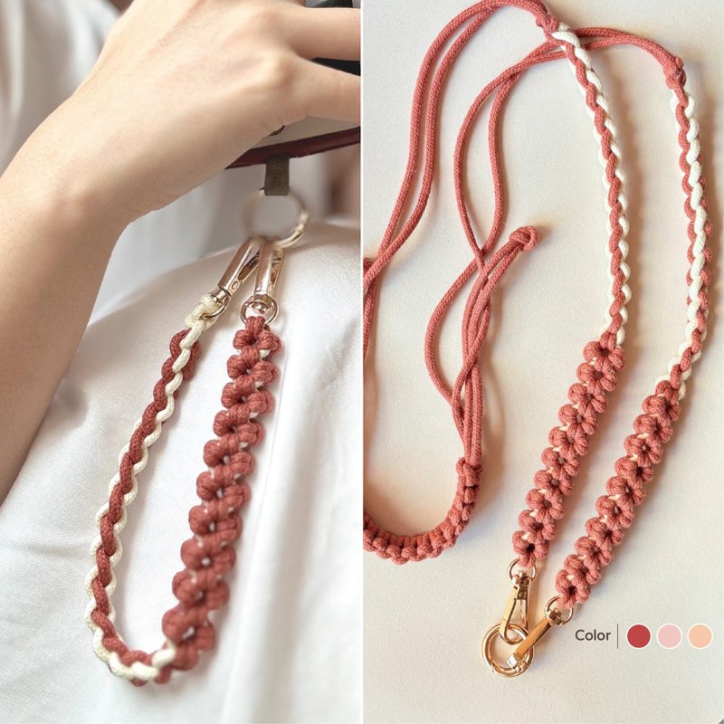 火系 ⋯ 编织空心花 调节式 手机挂绳 手机背带 - 挂绳/吊绳 - 植物．花 红色