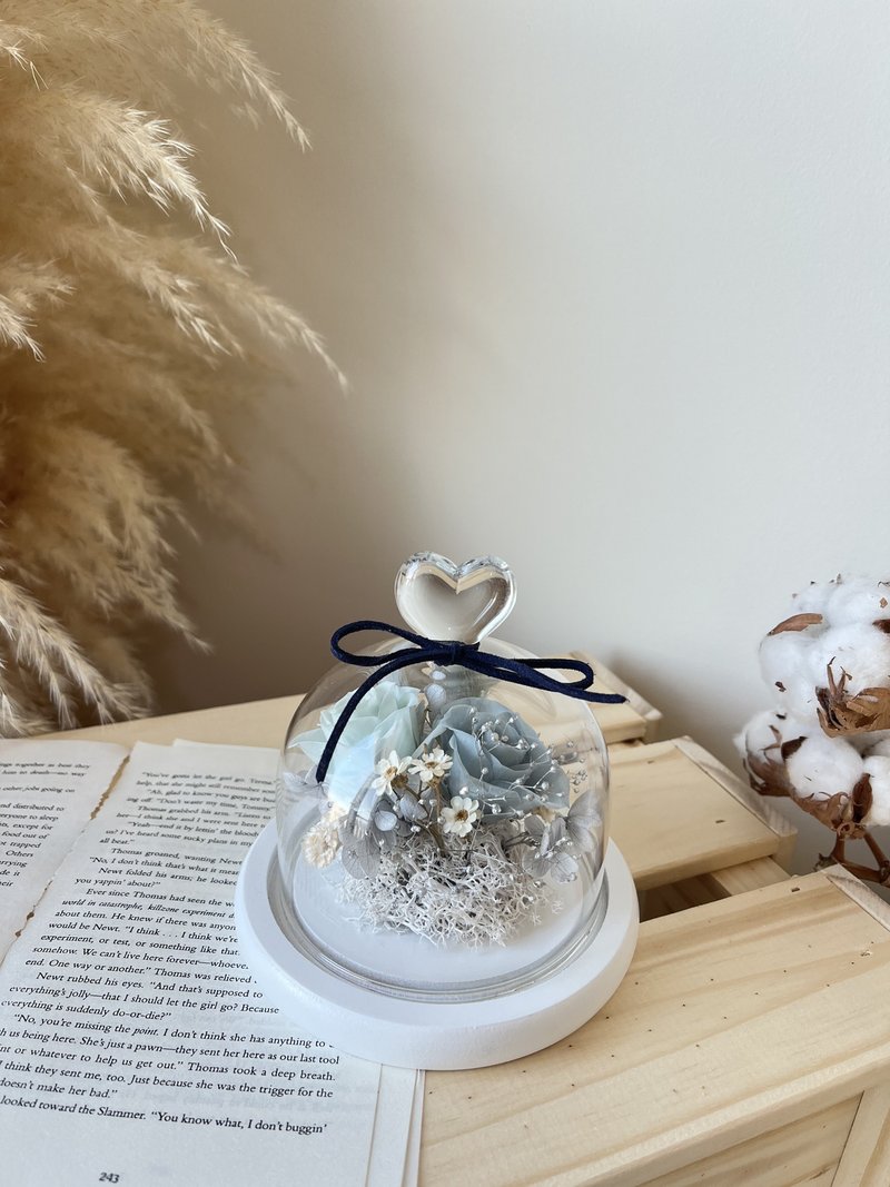 心形永生花玻璃罩盅 - 干燥花/捧花 - 玻璃 