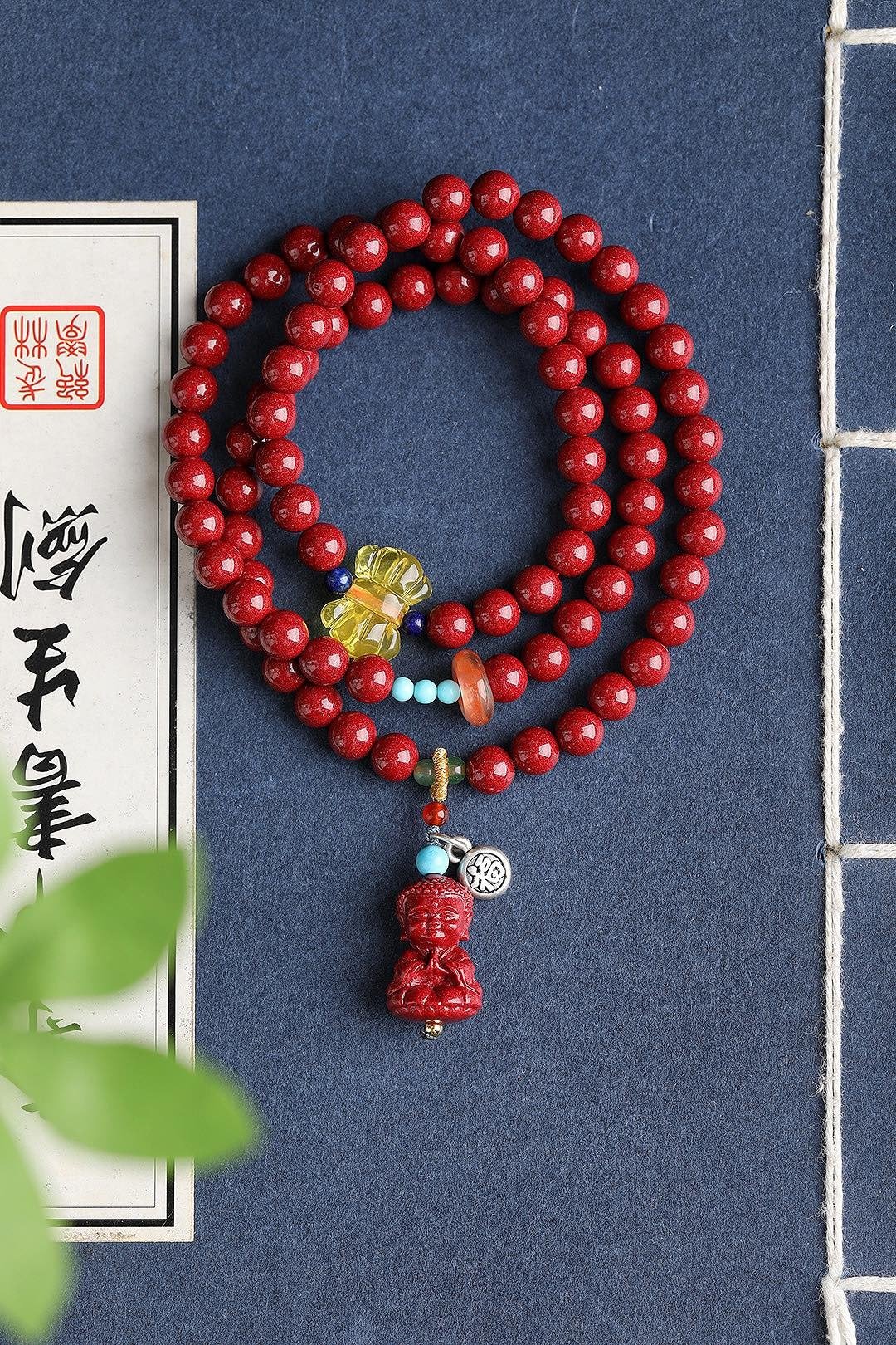 天然原矿朱砂精品紫金砂三圈手链 尺寸6mm左右 含量高达95%以上 - 手链/手环 - 宝石 