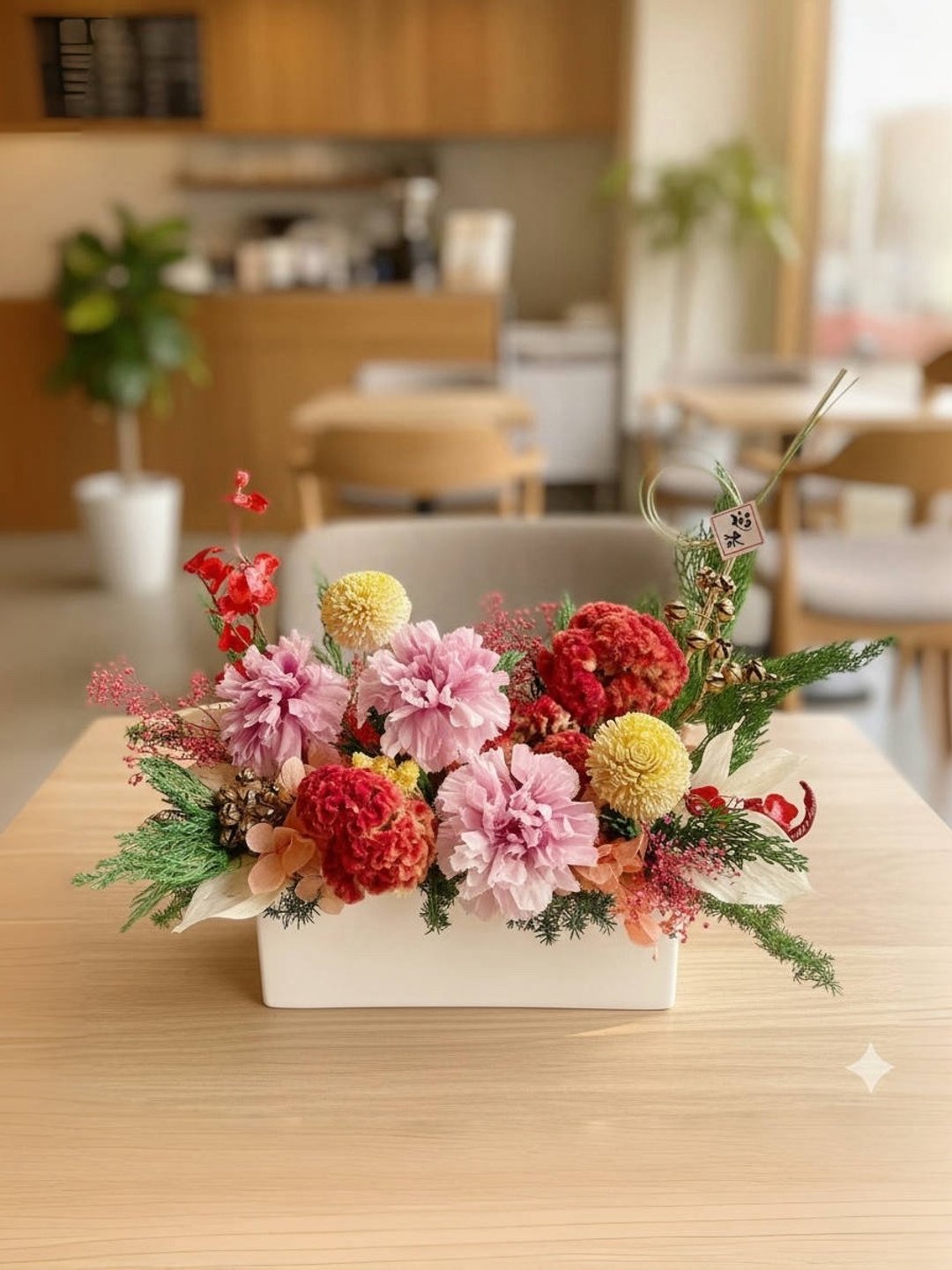 【花诉花艺】永生康乃馨桌花/开幕花礼/升迁花礼/祝贺花礼 - 干燥花/捧花 - 植物．花 多色