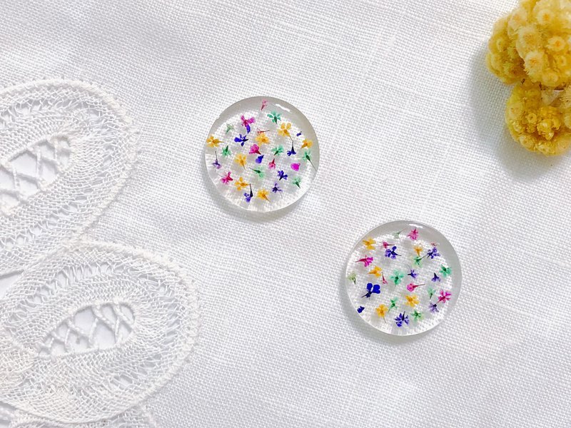 季节花草系列-夏日烟花 手作 干燥花 压花 贴耳 耳针 - 耳环/耳夹 - 其他材质 