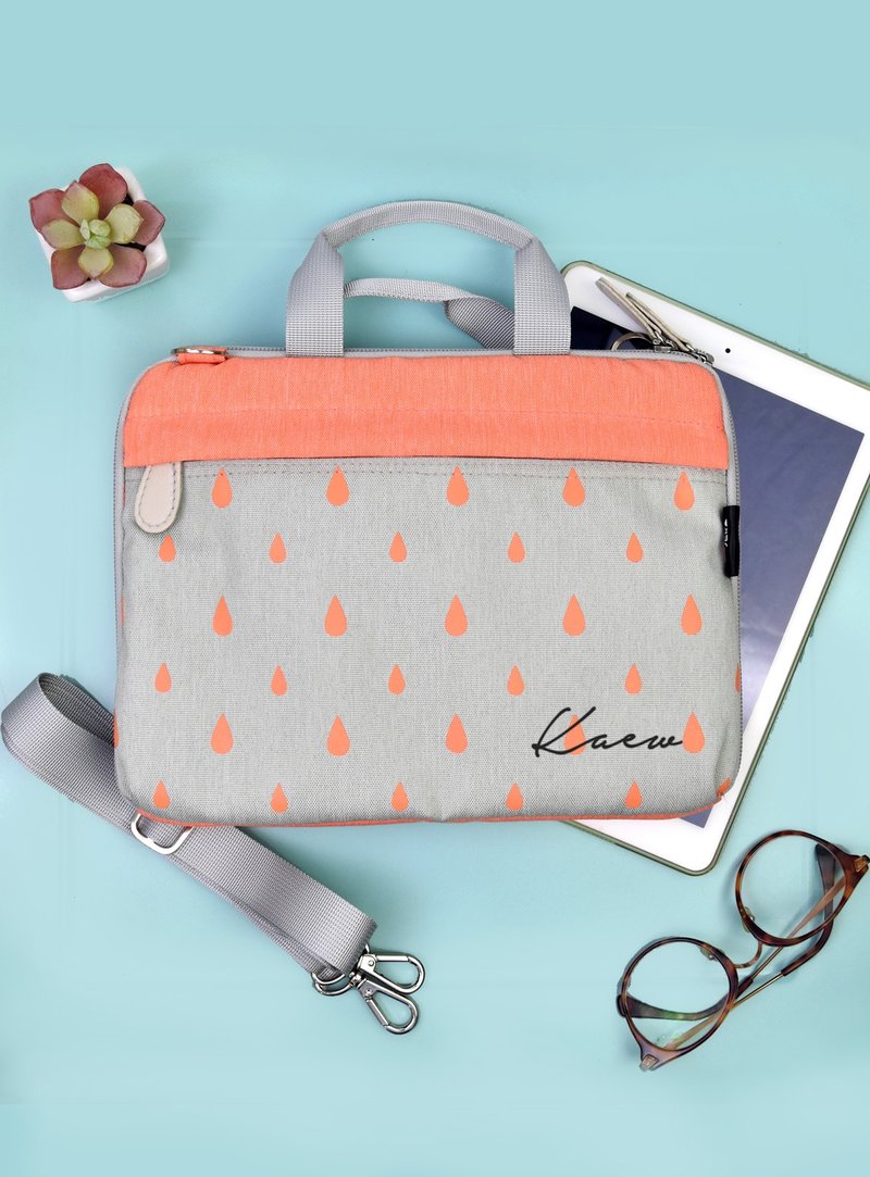 light orange iPad bag with handle and shoulder strap - 电脑包 - 聚酯纤维 粉红色