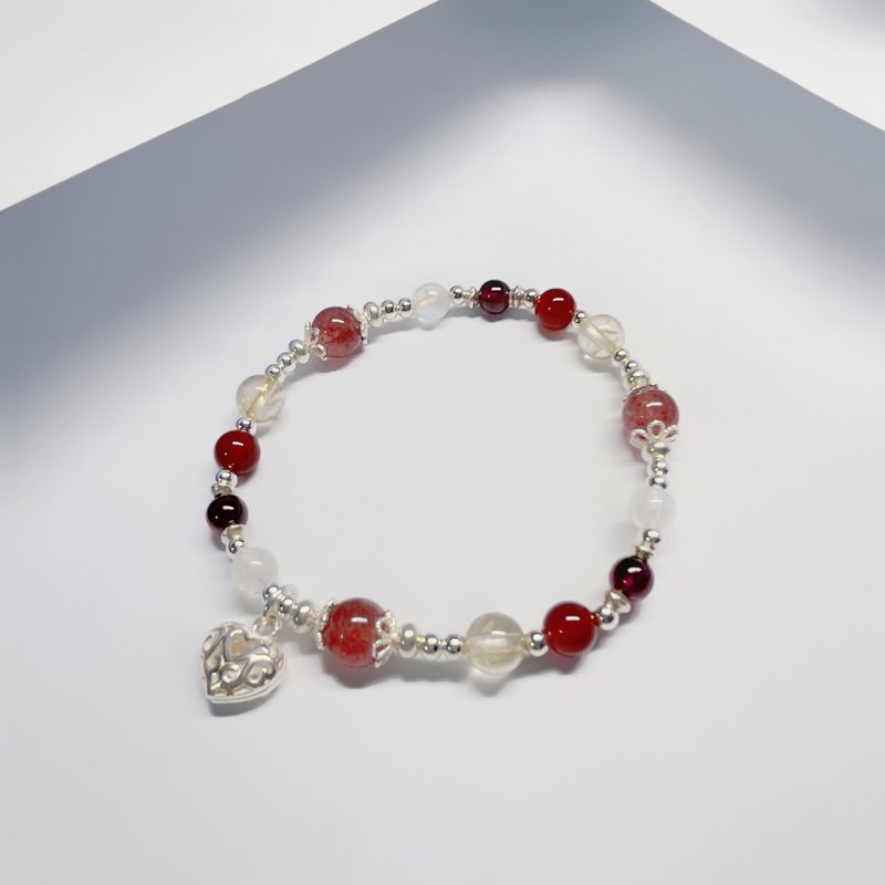 事业忠诚钛晶_红石榴石_草莓水晶与玛瑙水晶手环 免费【圣诞礼盒 - 手链/手环 - 宝石 红色