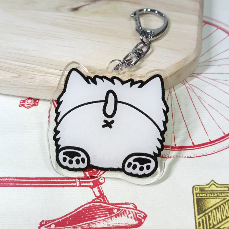 西高地白梗-屁股-压克力吊饰(钥匙圈)-双面图案-新厂商 - 钥匙链/钥匙包 - 压克力 