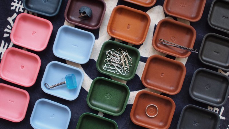 迷你皮革饰品盘 / 文具盘 - 其他 - 真皮 咖啡色