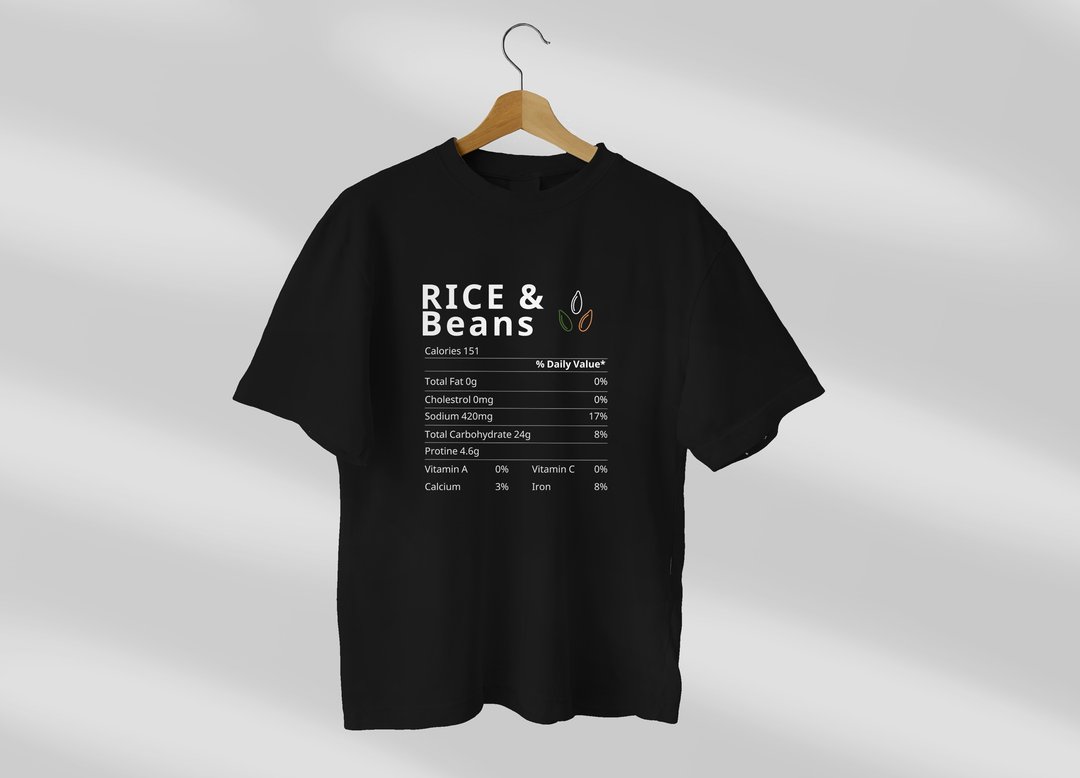 NUTRITION THANKSGIVING FOOD SHIRT FUNNY SHIRT TONE BLACK AND WHITE T-SHIRT - 男装上衣/T 恤 - 棉 黑色