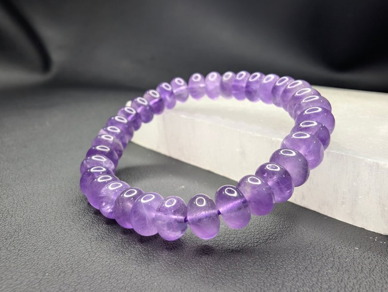 盘珠紫水晶 9 X 5.5mm  Amethyst  手串 手链 天然水晶 水晶手链 - 手链/手环 - 水晶 紫色