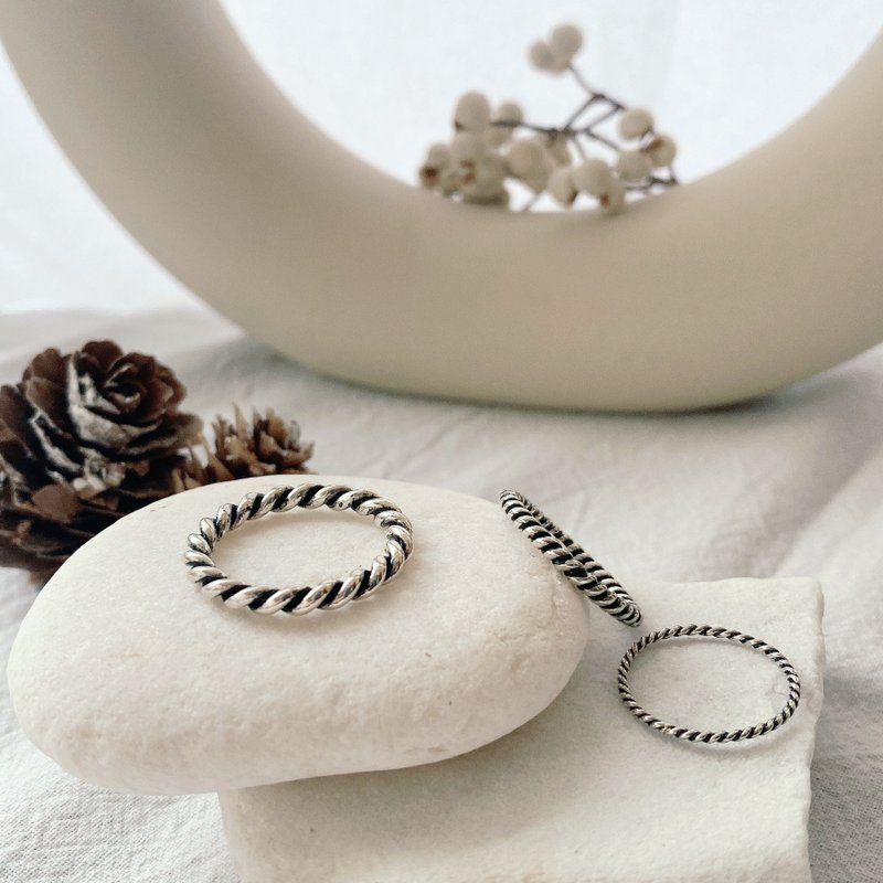 经典 纯银戒指 - 戒指 - 纯银 黑色