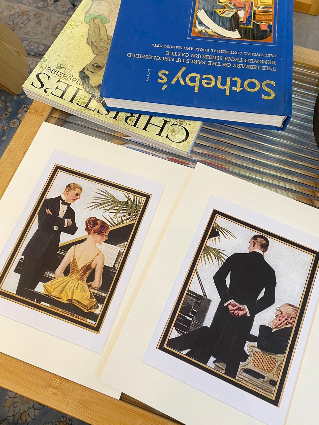 本店独立印制美国20世纪初VINTAGE神士美女钢琴演奏精美插画一对 - 海报/装饰画/版画 - 纸 