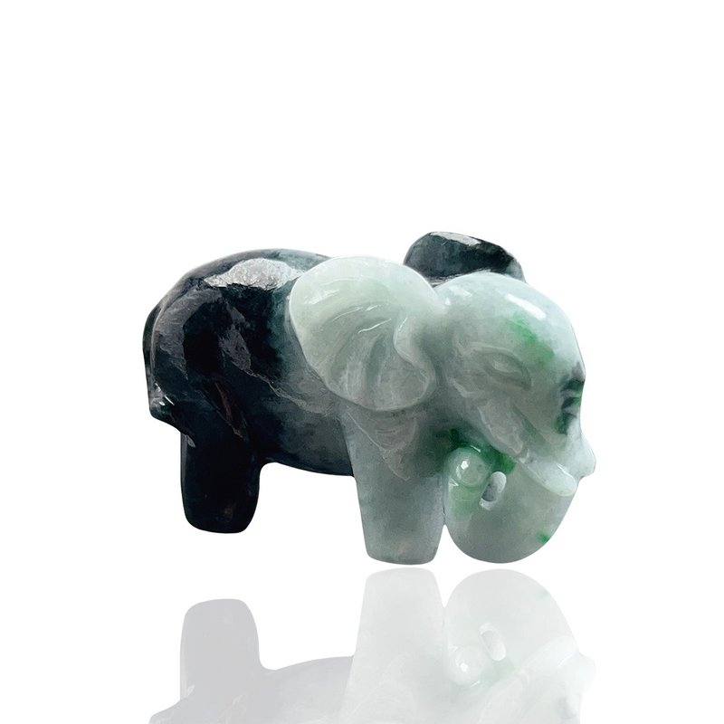 【吉象福寿】飘绿花翡翠大象摆件摆饰 | 天然缅甸玉翡翠A货 |送礼 - 摆饰 - 玉石 多色
