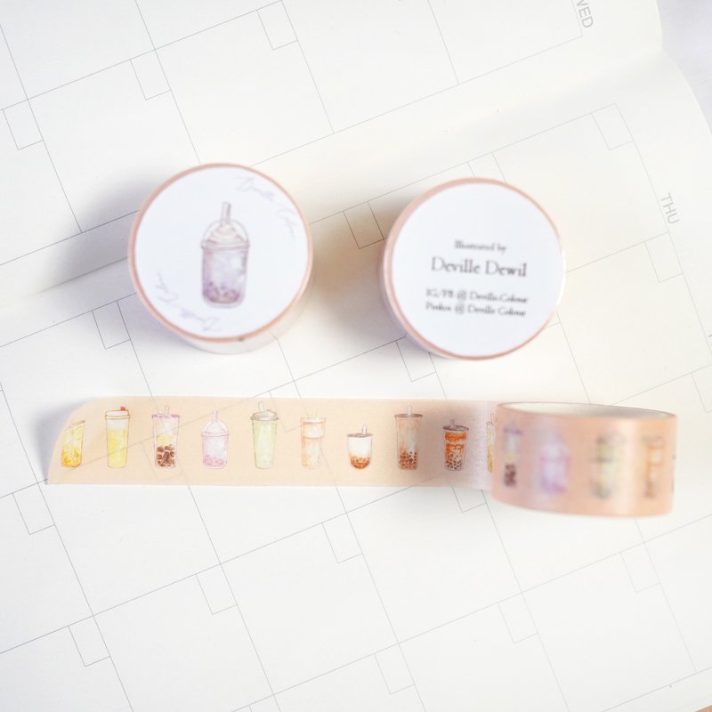 【我最喜爱的手摇饮】和纸胶带 手帐装饰 - 贴纸 - 纸 橘色