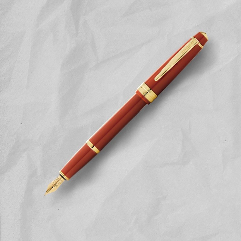 【CROSS】 Bailey Light贝礼轻盈系列金夹琥珀色钢笔-F尖 - 钢笔 - 其他材质 红色