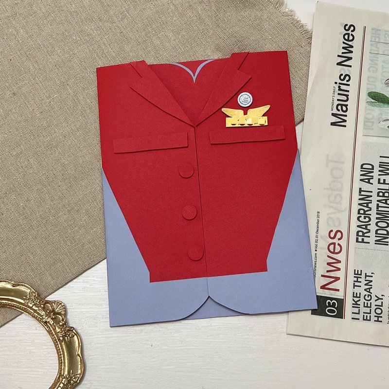 空服人員制服卡片 客製化卡片 情人節 生日卡片 節日 聖誕節 - 卡片/明信片 - 纸 多色