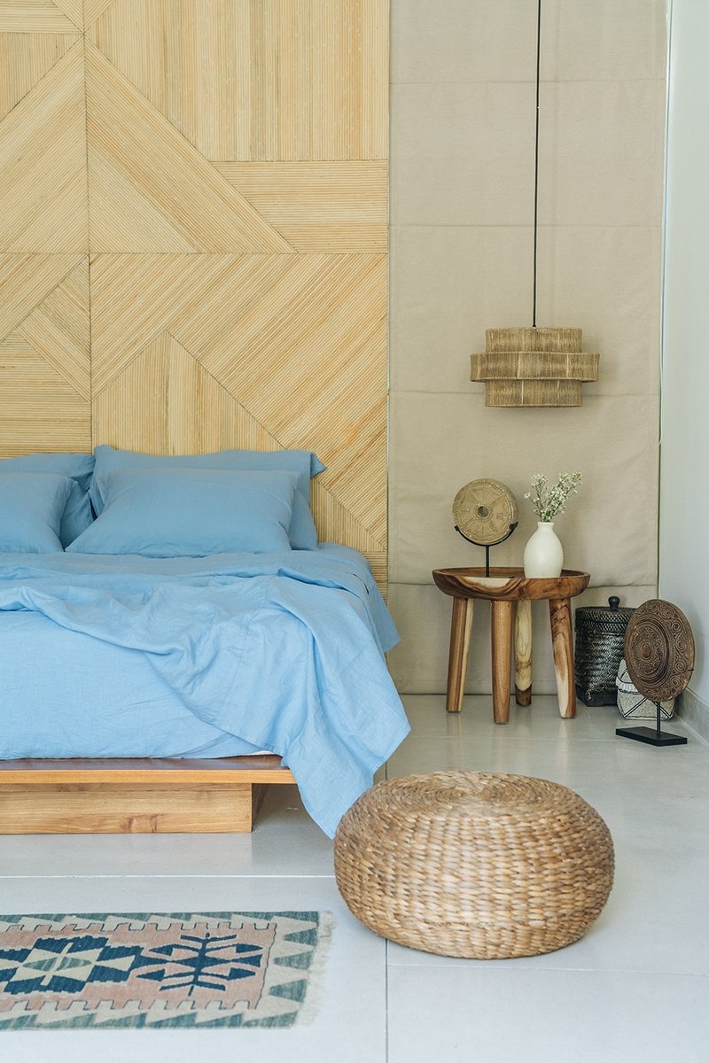 Cornflower blue linen flat sheet/Linen bedsheet/Softened stonewashed linen sheet - 寝具 - 亚麻 蓝色
