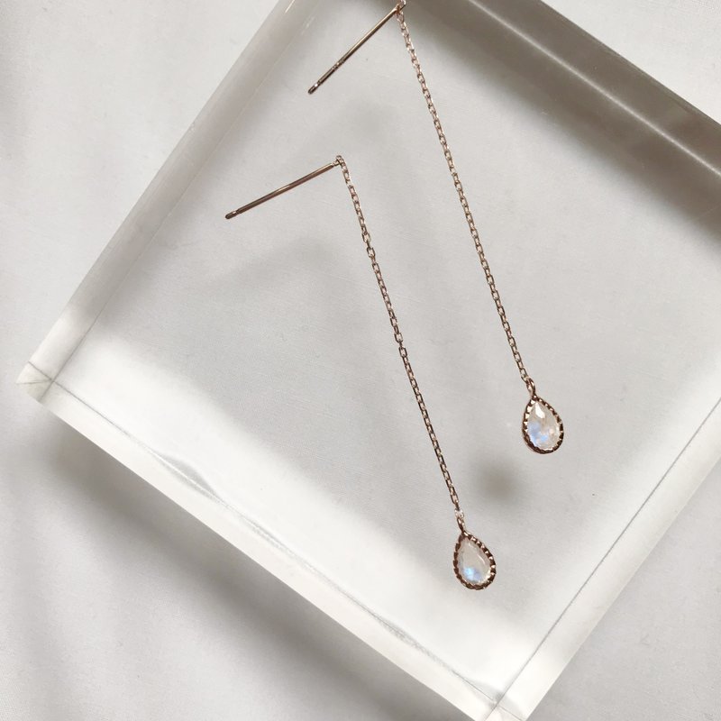 顶级蛋糕边水滴月光石耳链 - 耳环/耳夹 - 纸 粉红色