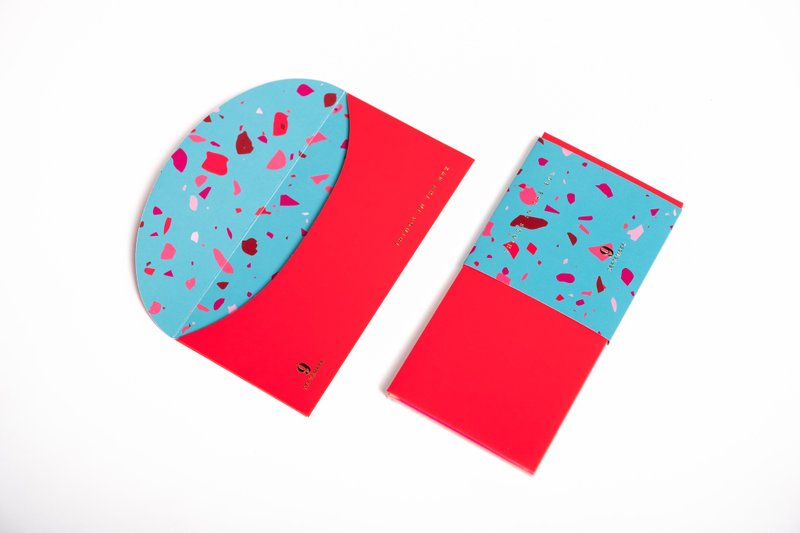 TIB x September Cafe 水磨石纹撞色封套 - 信封/信纸 - 纸 红色