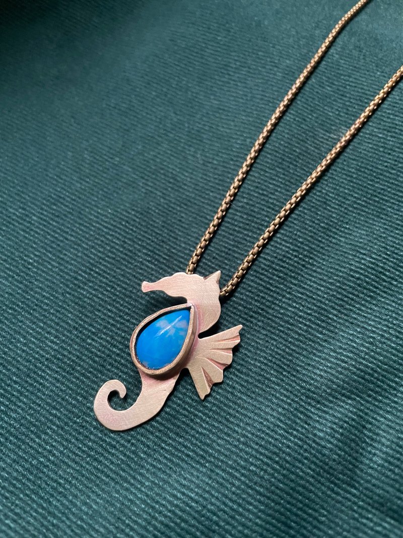 蓝色信念的海马 - 项链 - 铜/黄铜 金色