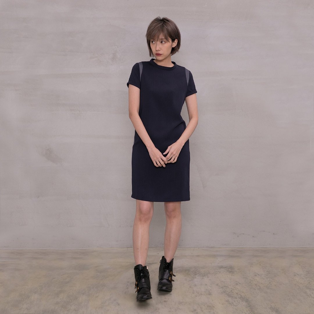个性宣言拼接直筒洋装 Statement Splicing Straight Dress D143 - 洋装/连衣裙 - 聚酯纤维 多色