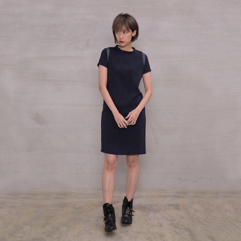 个性宣言拼接直筒洋装 Statement Splicing Straight Dress D143 - 洋装/连衣裙 - 聚酯纤维 多色