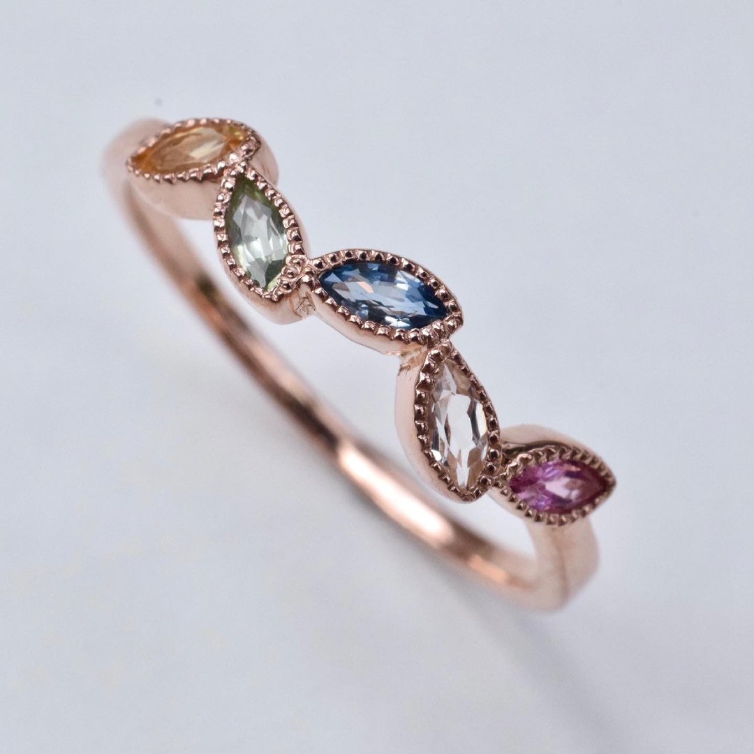 olive leaf gemstone ring #minimminiolive R239 - 戒指 - 纯银 