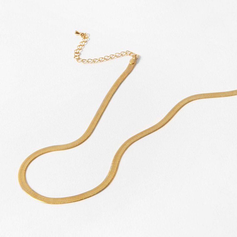 欧美风格 Nora蛇链 金属扁链 精镀14k金 精品百搭款 - 项链 - 铜/黄铜 金色