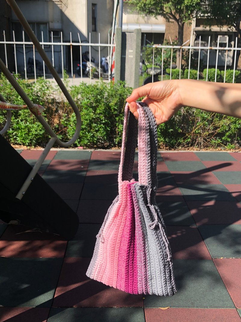 渐层编织束口手提袋 - 手提包/手提袋 - 棉．麻 