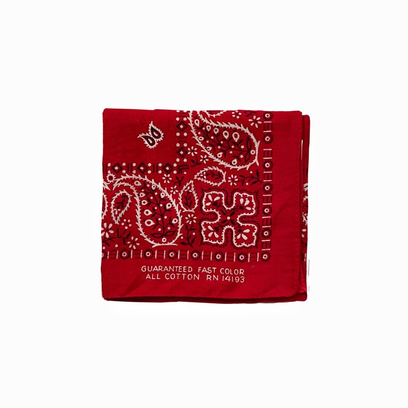 Vintage 60s Guaranteed USA Bandana 红色拔染变形虫领巾 - 手帕/方巾 - 棉 红色