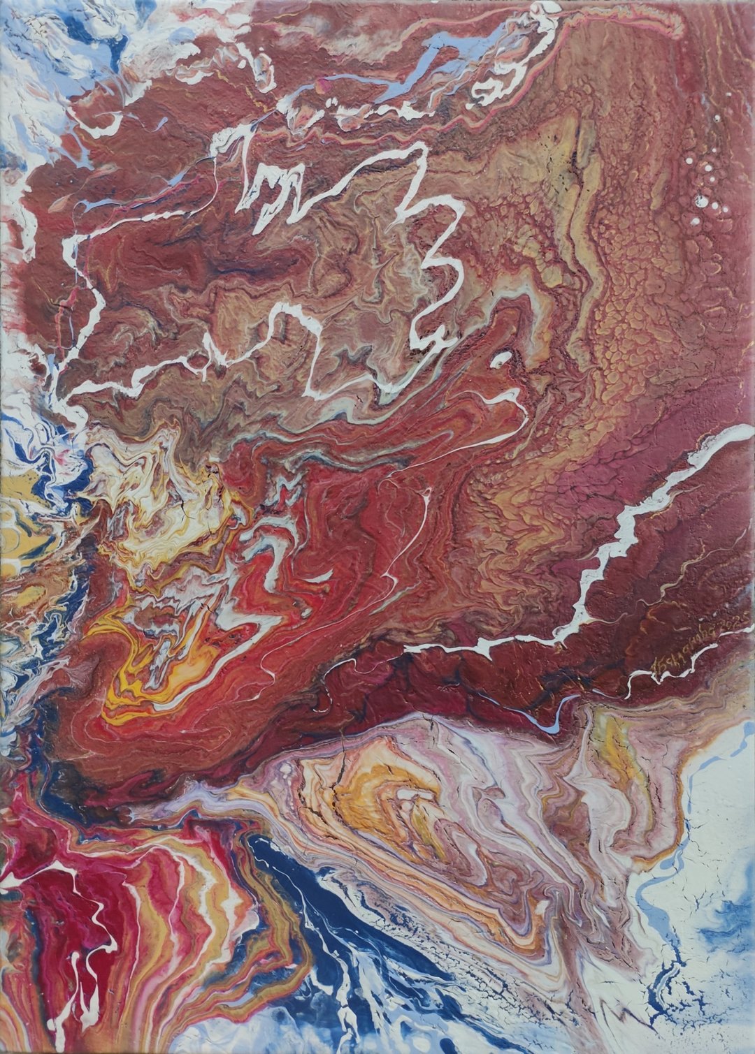 地球大型抽象艺术原创绘画流动艺术当代墙面艺术 - 墙贴/壁贴 - 其他材质 红色