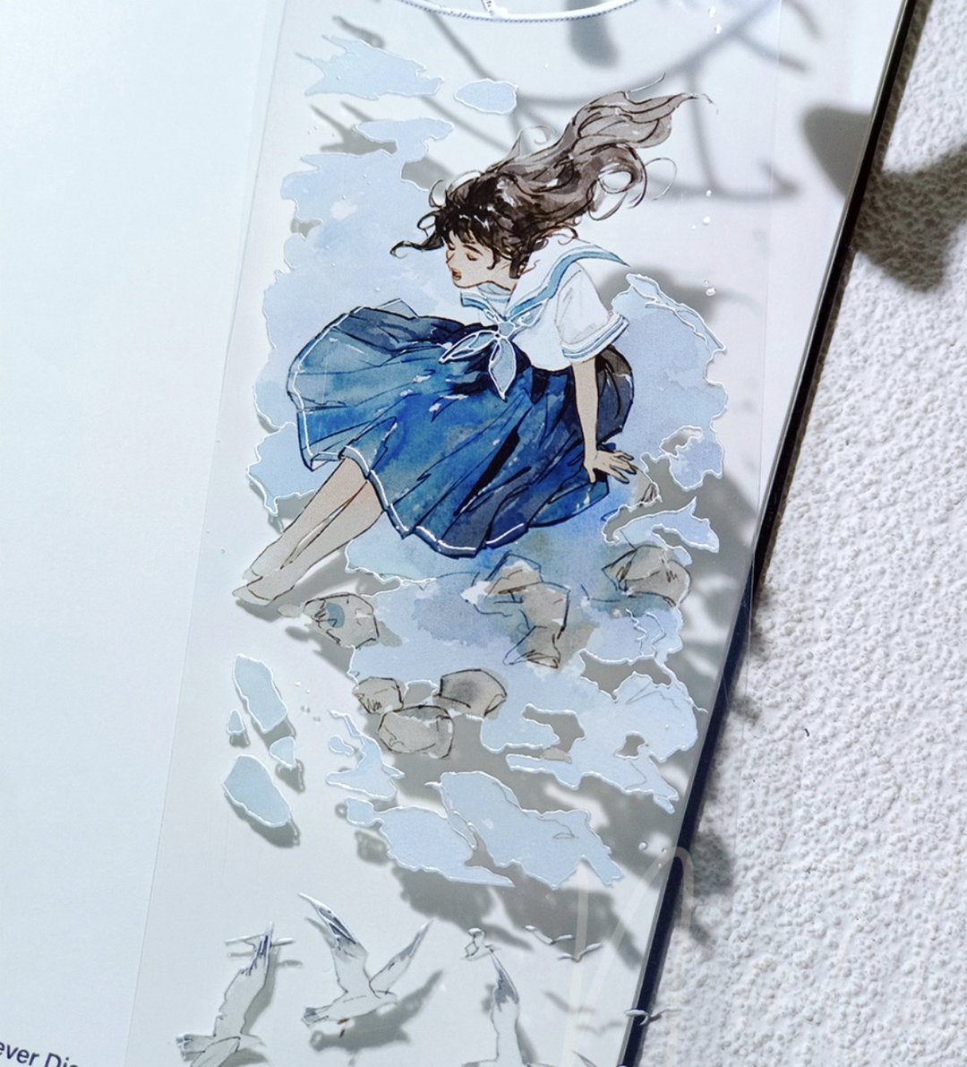 帆 セーリング 海と風 少女 水彩 PET 和紙膠帶 - 纸胶带 - 其他材质 蓝色