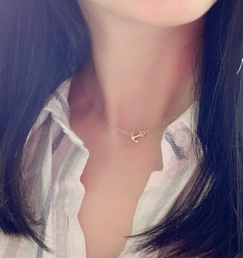 【14Kgf不褪色】海锚  船锚 项链 锁骨链 水洗不褪色 不过敏 - 锁骨链 - 贵金属 金色
