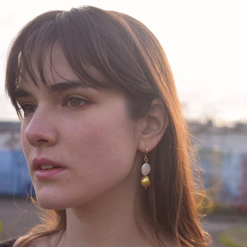 白金古铜淡水珍珠单耳环 | by Ifemi Jewels - 耳环/耳夹 - 其他材质 金色