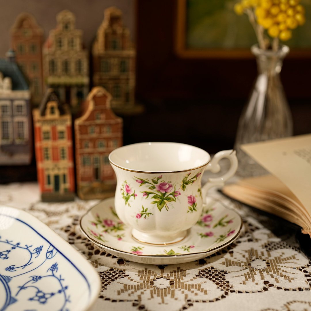 英国Royal Canterbury玫瑰花园细骨瓷描金茶杯/咖啡杯组 - 茶具/茶杯 - 瓷 多色