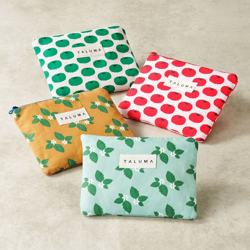 龙葵数位印花帆布拉链收纳包 - 化妆包/杂物包 - 聚酯纤维 橘色