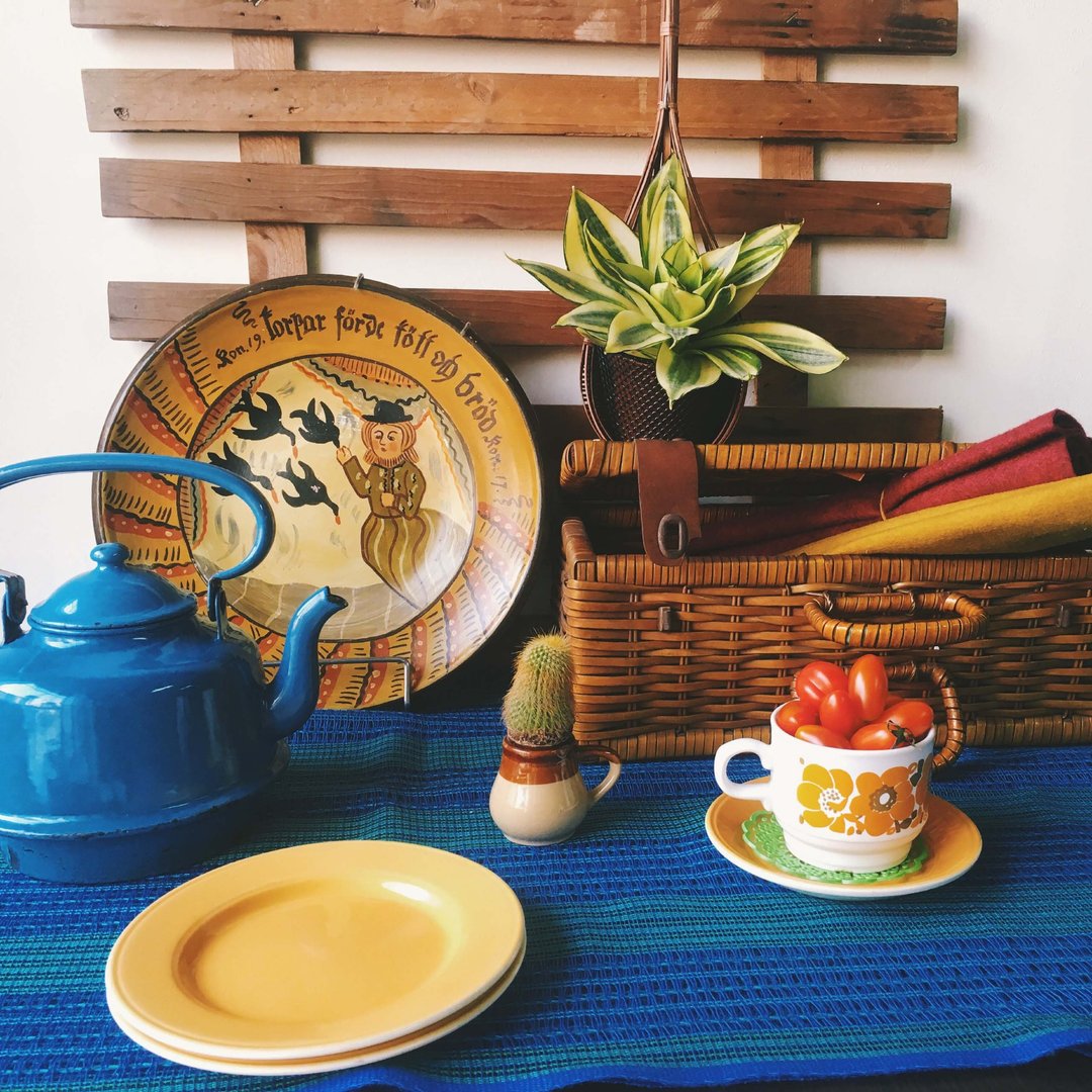 北欧杂货-早期珐琅壶-VINTAGE KOCKUMS OF SWEDEN ENAMEL tea-pot kettle blue - 茶具/茶杯 - 珐琅 蓝色