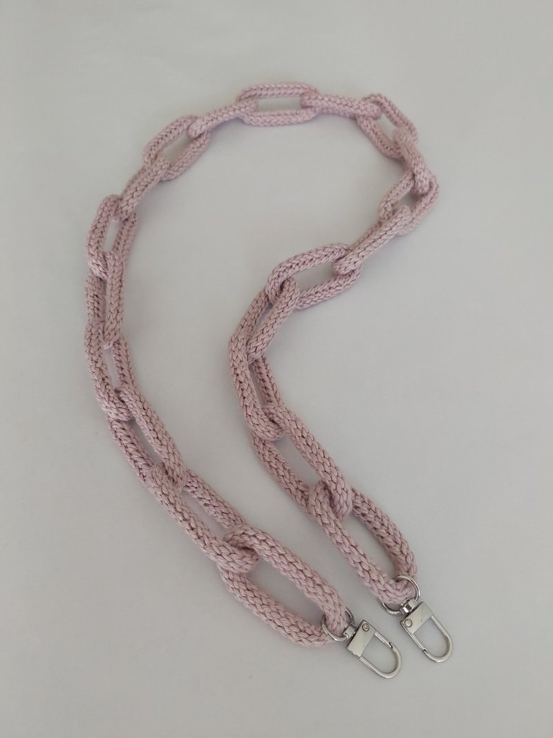 手工编织 锁链造型手机挂绳 樱粉 / 奇异果黄 - 挂绳/吊绳 - 棉．麻 