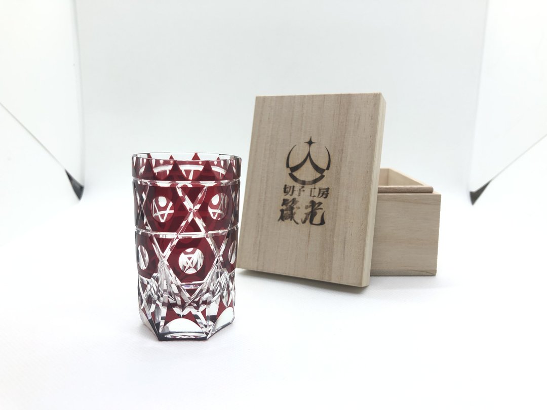 Ball hexagonal basket eye shot glass - 玻璃杯 - 玻璃 红色