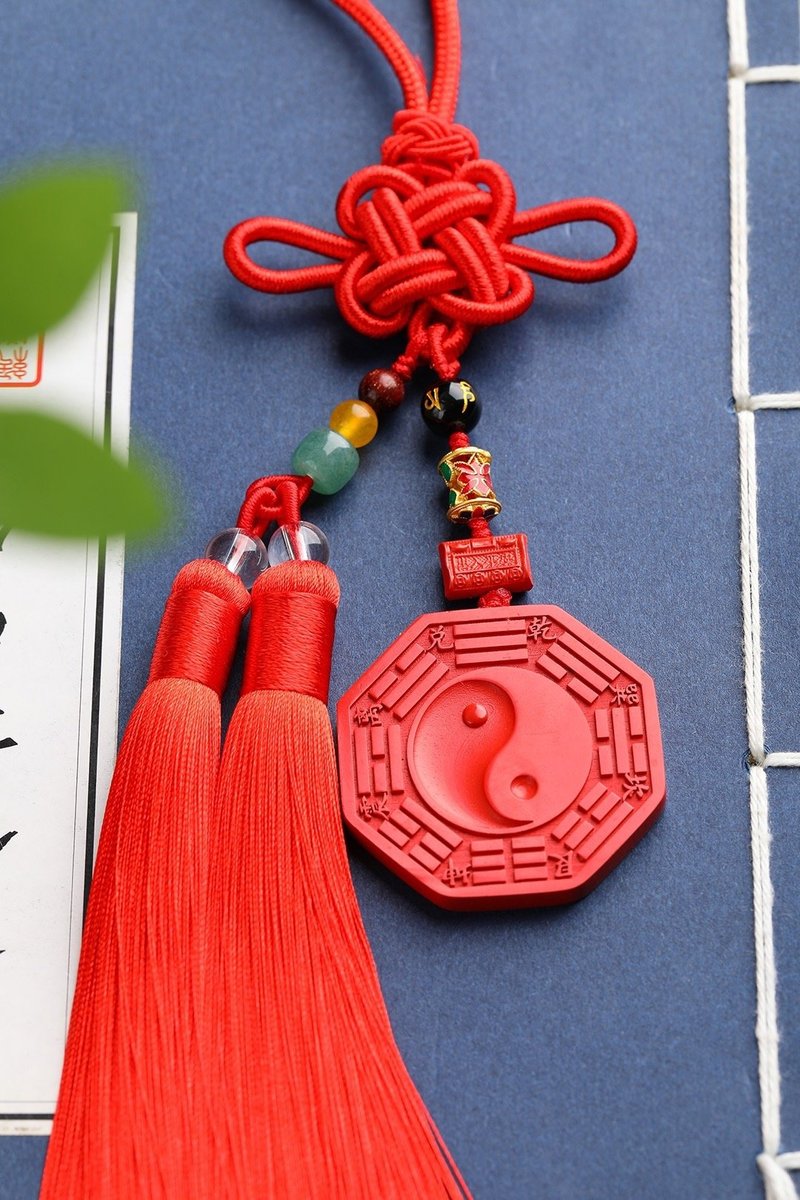 天然原矿朱砂精品红砂八卦车挂含量高达95%以上 - 项链 - 宝石 