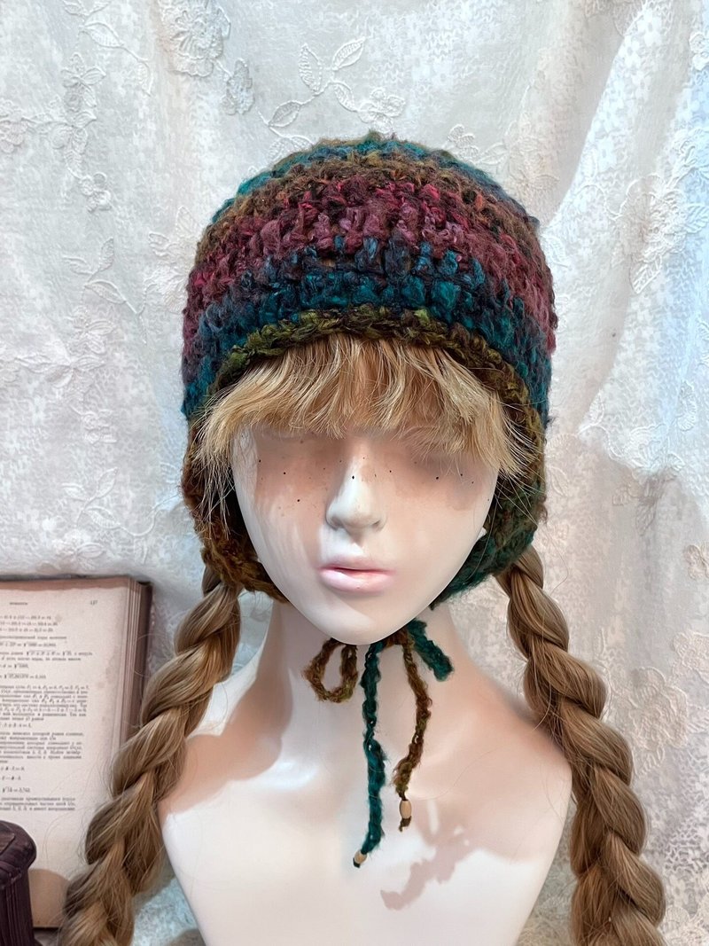 民族风渐层耳罩帽 | 复古风钩织耳罩毛线帽 | 手工制作保暖帽 - 帽子 - 其他材质 