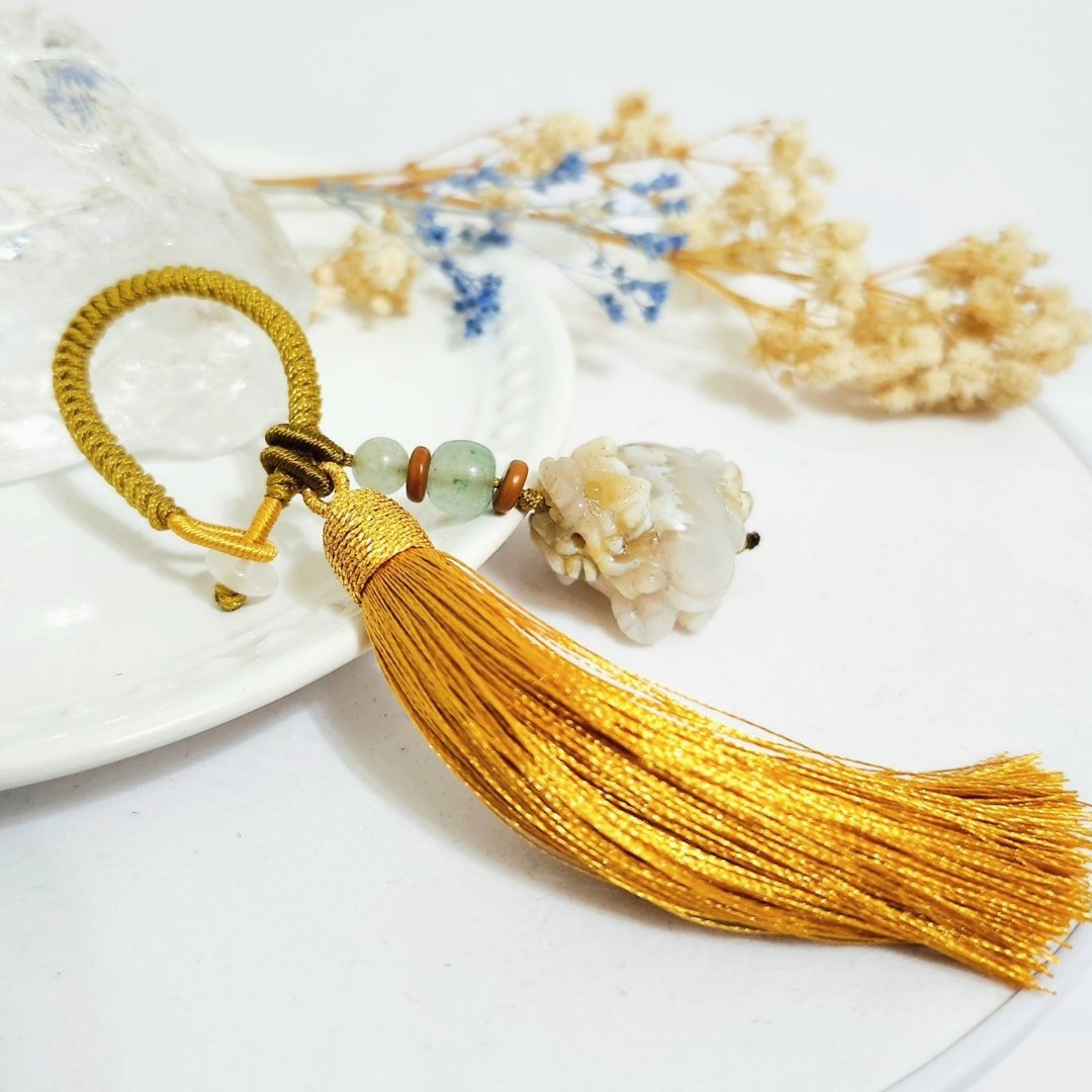 黄樱花玛瑙龙龟编绳挂饰 - 其他 - 水晶 黄色