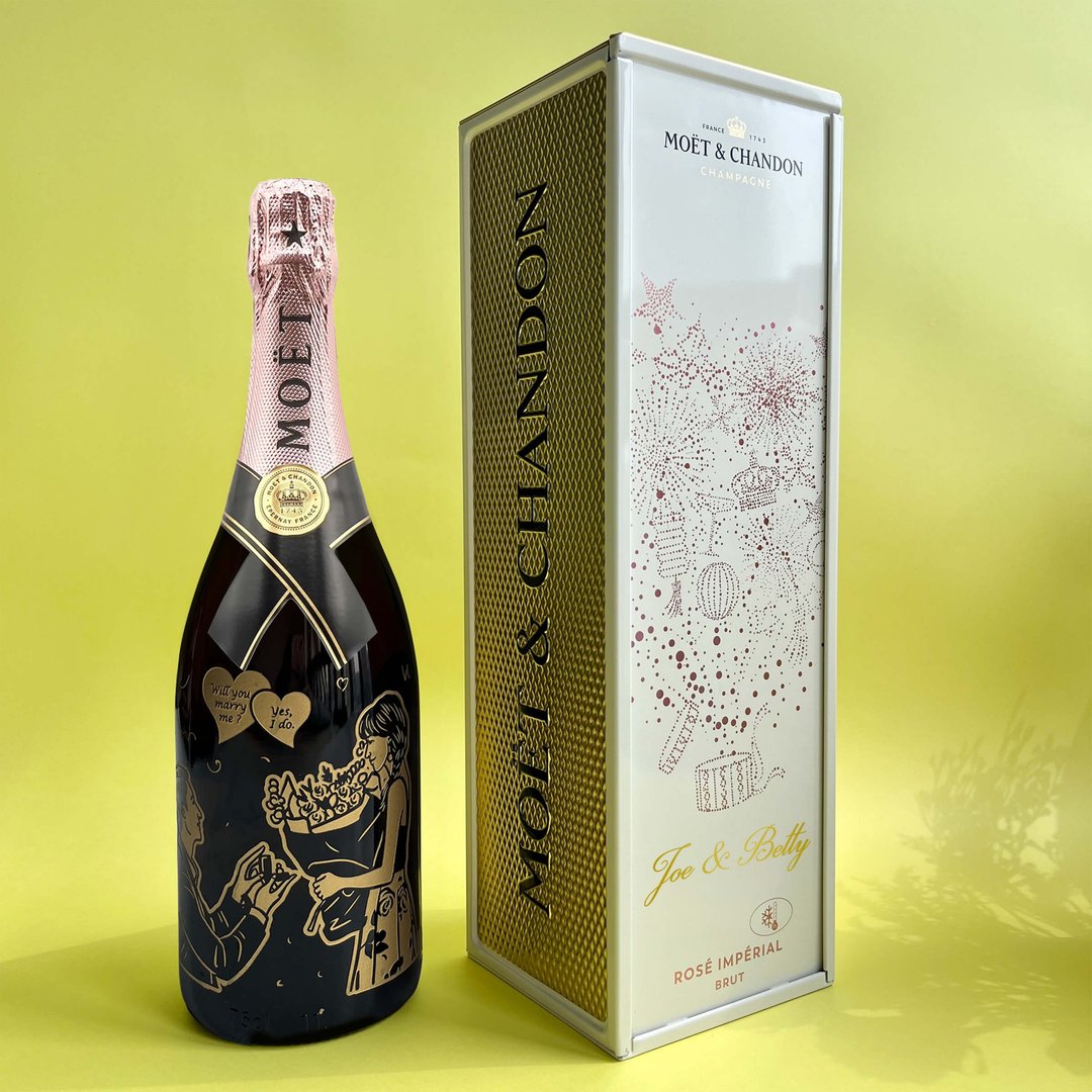 【原装礼盒】订制Moet香槟 定制化人像结婚礼物 送闺蜜生日 礼品 - 酒类 - 玻璃 