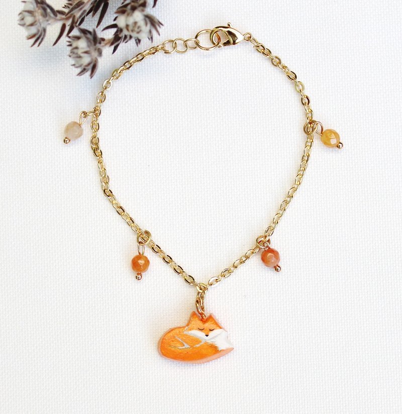 小狐狸 手链/ 嘘~ 动物在睡觉ing系列 - 手链/手环 - 粘土 橘色